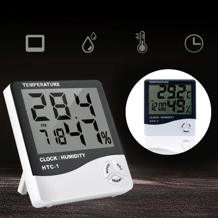 Termometro Higrómetro digital 2 Temperatura Humedad y reloj